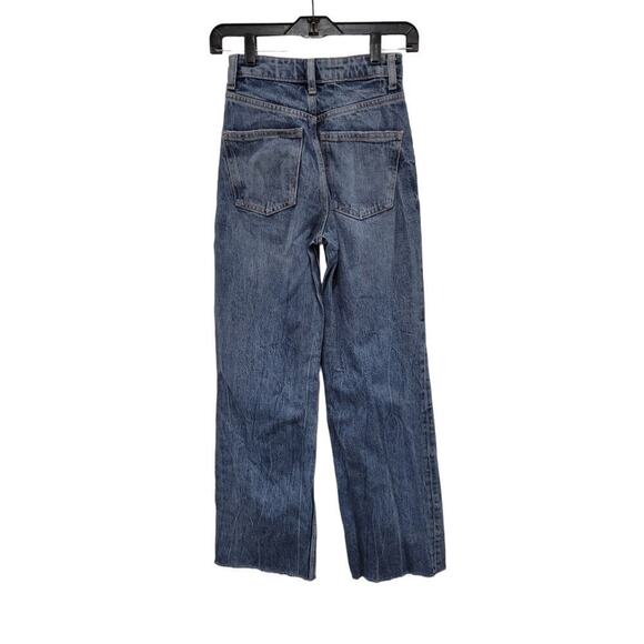 ZARA Wide Leg Jeans Size 0 Blue‎ Denim High Rise Raw Hem - Picture 4 of 9